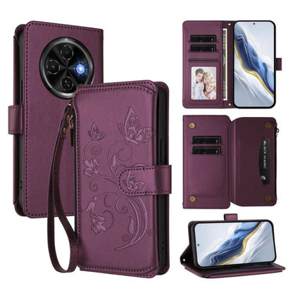 Butterfly Love Flower Multi-card Zipper Wallet Leather Phone Case, For Tecno Spark 30 Pro 4G, For Tecno Spark 30 5G / Pova 6 Neo 5G, For Tecno Spark 30 4G, For Tecno Spark GO 5G 2025 / Hot 60i 4G, For Tecno Spark 30C 4G, For Tecno Spark 20 Pro 5G      ...