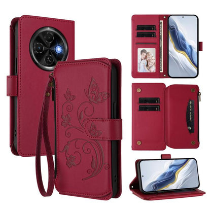 Butterfly Love Flower Multi-card Zipper Wallet Leather Phone Case, For Tecno Spark 30 Pro 4G, For Tecno Spark 30 5G / Pova 6 Neo 5G, For Tecno Spark 30 4G, For Tecno Spark GO 5G 2025 / Hot 60i 4G, For Tecno Spark 30C 4G, For Tecno Spark 20 Pro 5G      ...