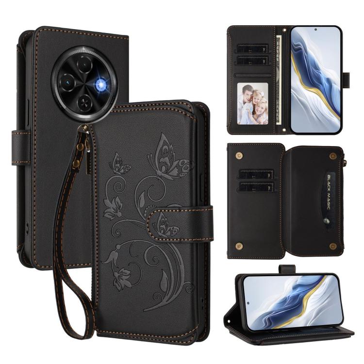 Butterfly Love Flower Multi-card Zipper Wallet Leather Phone Case, For Tecno Spark 30 Pro 4G, For Tecno Spark 30 5G / Pova 6 Neo 5G, For Tecno Spark 30 4G, For Tecno Spark GO 5G 2025 / Hot 60i 4G, For Tecno Spark 30C 4G, For Tecno Spark 20 Pro 5G      ...