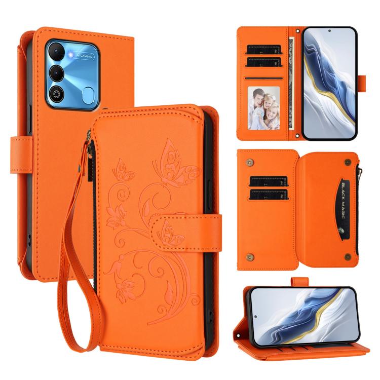 Butterfly Love Flower Multi-card Zipper Wallet Leather Phone Case, For Tecno Pova 4 Pro, For Tecno Pova 4, For Tecno Pova Neo 2, For Tecno Spark GO 2022 / 8C / 9, For Tecno Spark 9T / 9 Pro, For Tecno Camon 19 / 19 Pro 5G, For Tecno Pova 3