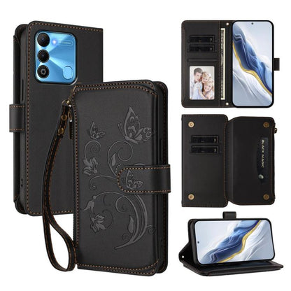 Butterfly Love Flower Multi-card Zipper Wallet Leather Phone Case, For Tecno Pova 4 Pro, For Tecno Pova 4, For Tecno Pova Neo 2, For Tecno Spark GO 2022 / 8C / 9, For Tecno Spark 9T / 9 Pro, For Tecno Camon 19 / 19 Pro 5G, For Tecno Pova 3