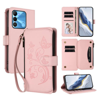 Butterfly Love Flower Multi-card Zipper Wallet Leather Phone Case, For Tecno Pova 4 Pro, For Tecno Pova 4, For Tecno Pova Neo 2, For Tecno Spark GO 2022 / 8C / 9, For Tecno Spark 9T / 9 Pro, For Tecno Camon 19 / 19 Pro 5G, For Tecno Pova 3