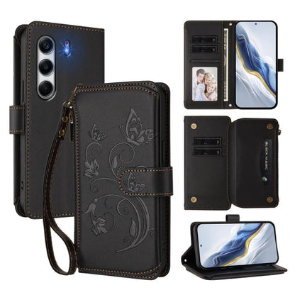 Butterfly Love Flower Multi-card Zipper Wallet Leather Phone Case, For Tecno Camon 50 Pro 4G, For Tecno Camon 50 4G, For Tecno Spark Slim 5G, For Tecno Camon 40 Pro 4G, For Tecno Spark 40 4G, For Tecno Pova 7 4G, For Tecno Spark GO 2025 / 1S           ...