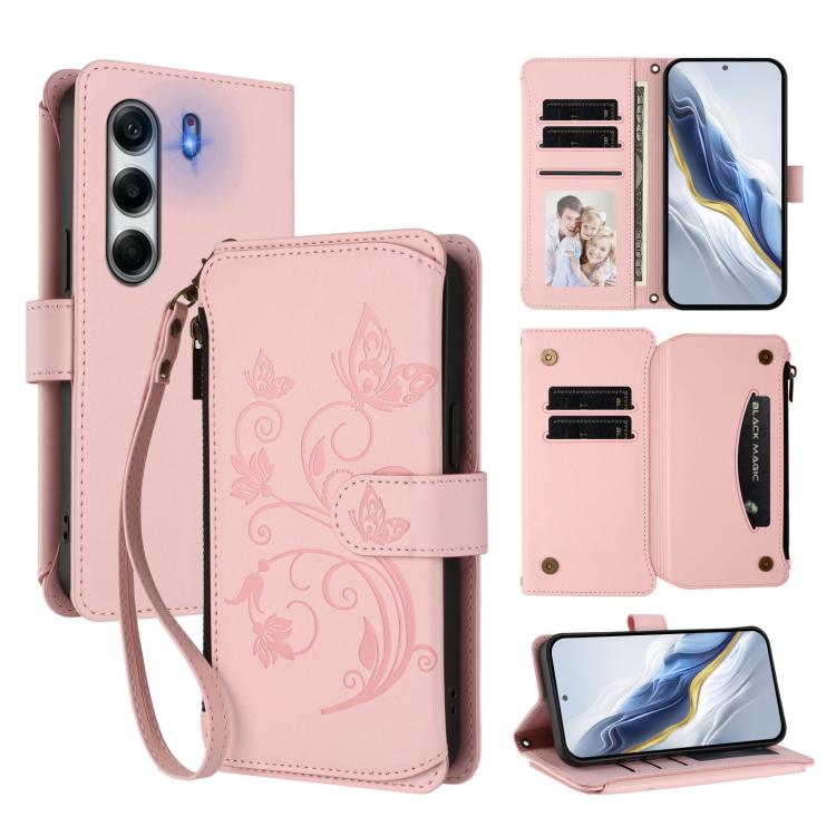 Butterfly Love Flower Multi-card Zipper Wallet Leather Phone Case, For Tecno Camon 50 Pro 4G, For Tecno Camon 50 4G, For Tecno Spark Slim 5G, For Tecno Camon 40 Pro 4G, For Tecno Spark 40 4G, For Tecno Pova 7 4G, For Tecno Spark GO 2025 / 1S           ...