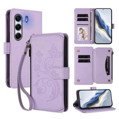 Butterfly Love Flower Multi-card Zipper Wallet Leather Phone Case, For Tecno Camon 50 Pro 4G, For Tecno Camon 50 4G, For Tecno Spark Slim 5G, For Tecno Camon 40 Pro 4G, For Tecno Spark 40 4G, For Tecno Pova 7 4G, For Tecno Spark GO 2025 / 1S           ...