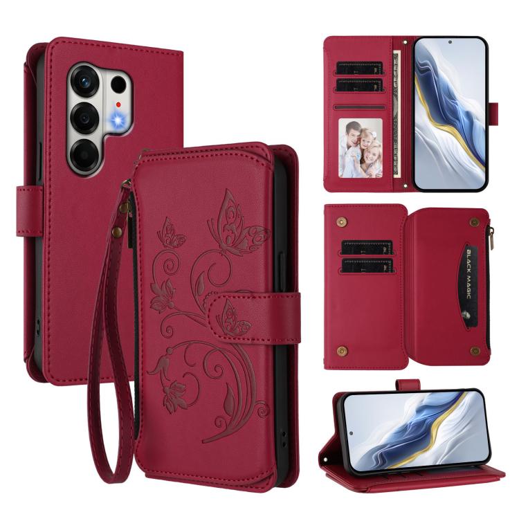 Butterfly Love Flower Multi-card Zipper Wallet Leather Phone Case, For Tecno Camon 50 Pro 4G, For Tecno Camon 50 4G, For Tecno Spark Slim 5G, For Tecno Camon 40 Pro 4G, For Tecno Spark 40 4G, For Tecno Pova 7 4G, For Tecno Spark GO 2025 / 1S           ...