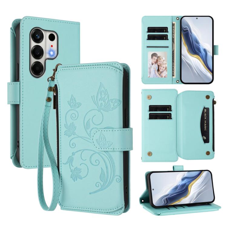 Butterfly Love Flower Multi-card Zipper Wallet Leather Phone Case, For Tecno Camon 50 Pro 4G, For Tecno Camon 50 4G, For Tecno Spark Slim 5G, For Tecno Camon 40 Pro 4G, For Tecno Spark 40 4G, For Tecno Pova 7 4G, For Tecno Spark GO 2025 / 1S           ...