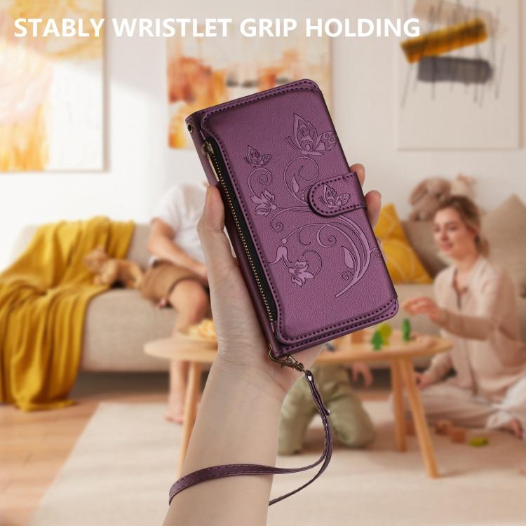 Butterfly Love Flower Multi-card Zipper Wallet Leather Phone Case, For Tecno Camon 50 Pro 4G, For Tecno Camon 50 4G, For Tecno Spark Slim 5G, For Tecno Camon 40 Pro 4G, For Tecno Spark 40 4G, For Tecno Pova 7 4G, For Tecno Spark GO 2025 / 1S           ...
