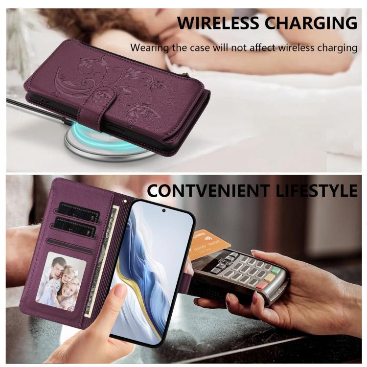 Butterfly Love Flower Multi-card Zipper Wallet Leather Phone Case, For Tecno Camon 50 Pro 4G, For Tecno Camon 50 4G, For Tecno Spark Slim 5G, For Tecno Camon 40 Pro 4G, For Tecno Spark 40 4G, For Tecno Pova 7 4G, For Tecno Spark GO 2025 / 1S           ...