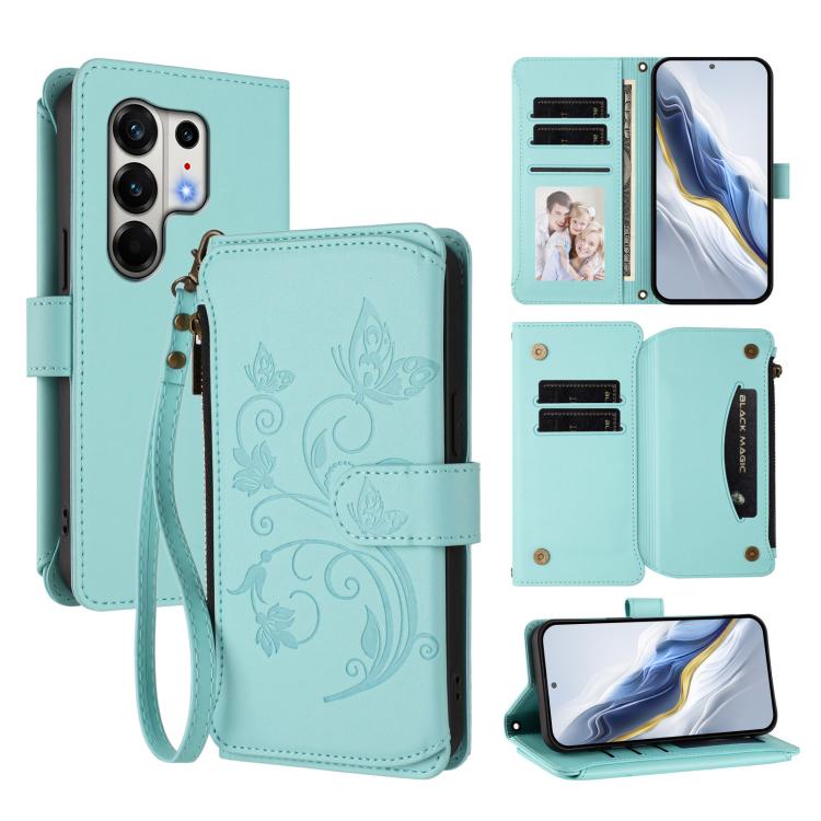 Butterfly Love Flower Multi-card Zipper Wallet Leather Phone Case, For Tecno Camon 50 Pro 4G, For Tecno Camon 50 4G, For Tecno Spark Slim 5G, For Tecno Camon 40 Pro 4G, For Tecno Spark 40 4G, For Tecno Pova 7 4G, For Tecno Spark GO 2025 / 1S           ...