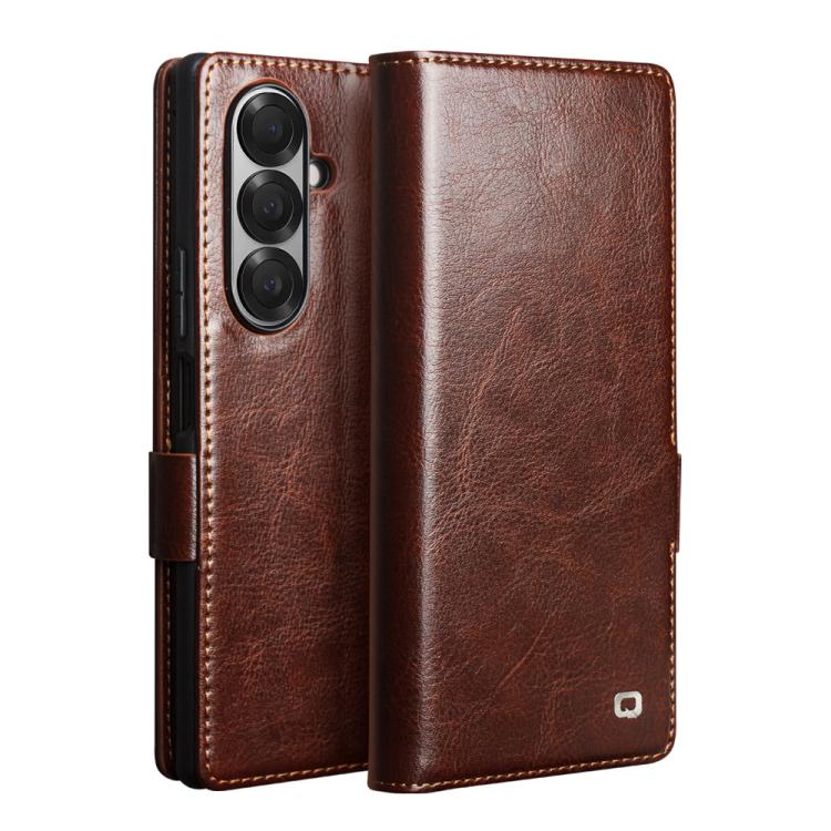 QIALINO Classic 103 Buckle Genuine Leather Phone Case, For Galaxy Z Fold8 Ultra 5G, For Galaxy Z Fold8 5G, For Galaxy Z Flip8 5G, For Samsung Galaxy Z Fold7 5G, For Samsung Galaxy Z Flip7 5G