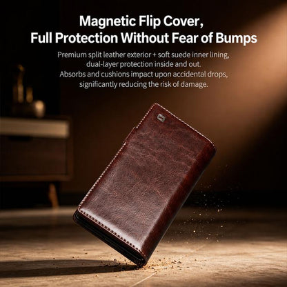 QIALINO Classic 103 Buckle Genuine Leather Phone Case, For Galaxy Z Fold8 Ultra 5G, For Galaxy Z Fold8 5G, For Galaxy Z Flip8 5G, For Samsung Galaxy Z Fold7 5G, For Samsung Galaxy Z Flip7 5G