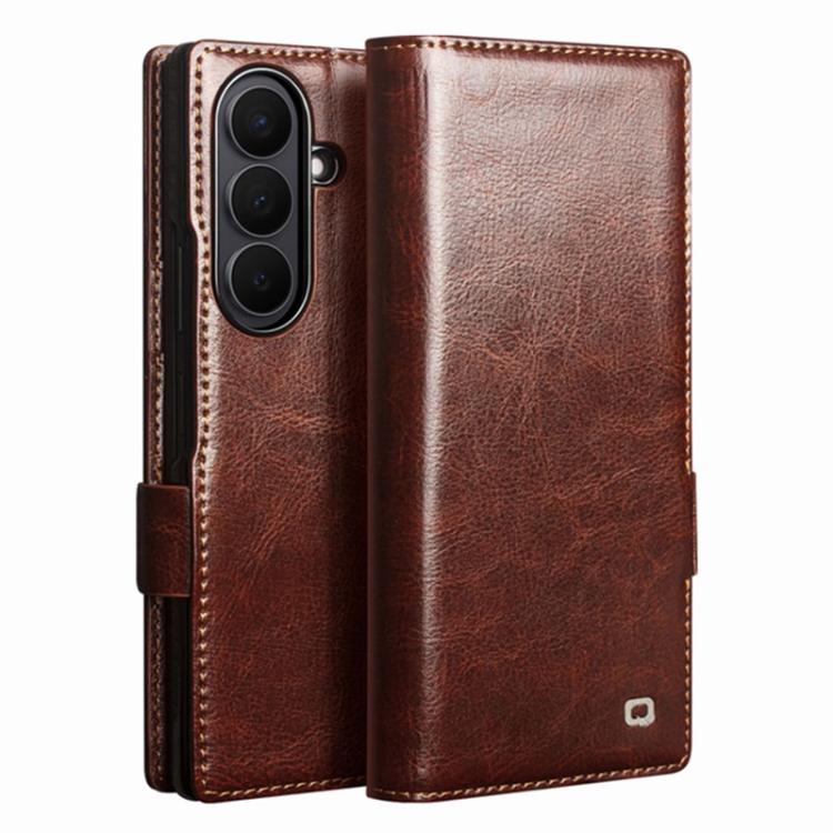 QIALINO Classic 103 Buckle Genuine Leather Phone Case, For Galaxy Z Fold8 Ultra 5G, For Galaxy Z Fold8 5G, For Galaxy Z Flip8 5G, For Samsung Galaxy Z Fold7 5G, For Samsung Galaxy Z Flip7 5G