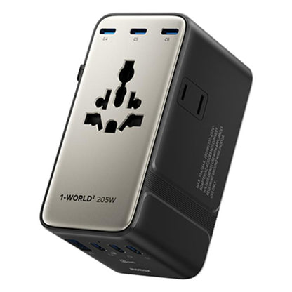 MOMAX UA28L 1-World 2 205W Dual AC 7-Port Universal Travel GaN Charger with 140W Cable, UA28L