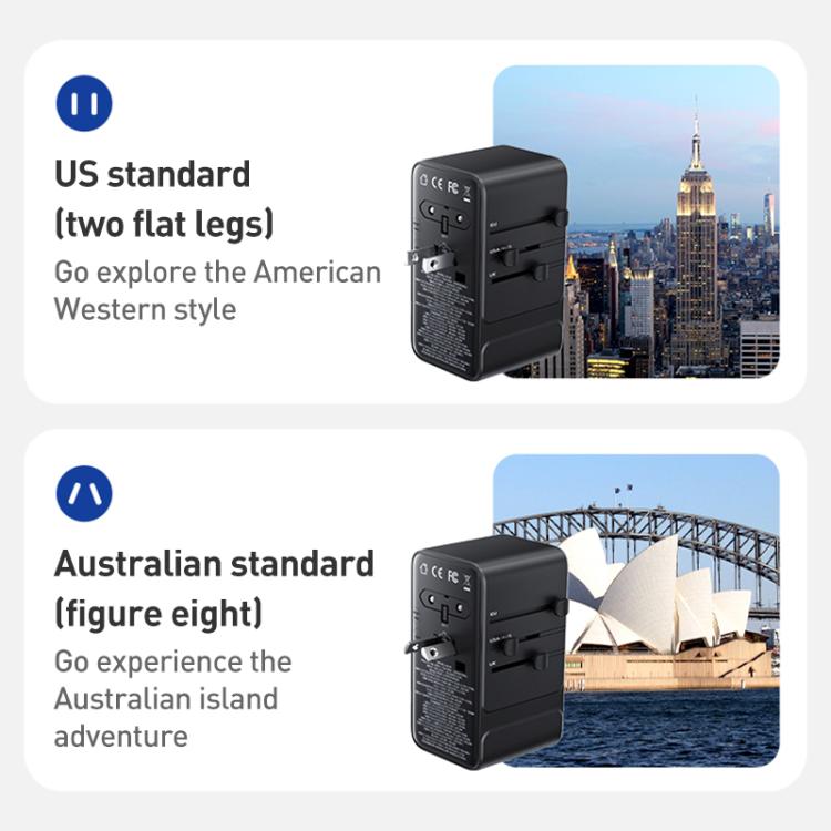 MOMAX UA28L 1-World 2 205W Dual AC 7-Port Universal Travel GaN Charger with 140W Cable, UA28L