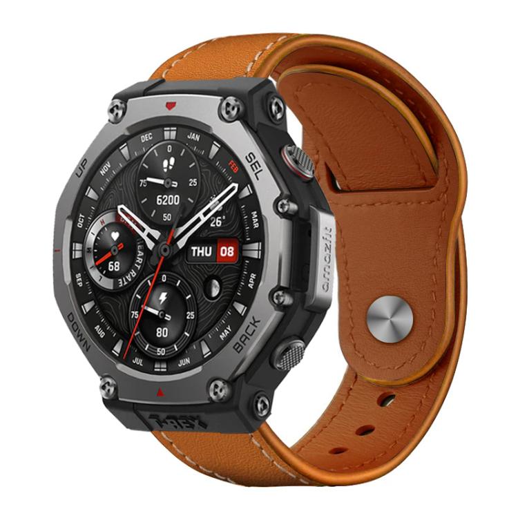 xDfind Rivet Buckle Genuine Leather Watch Band, 22mm