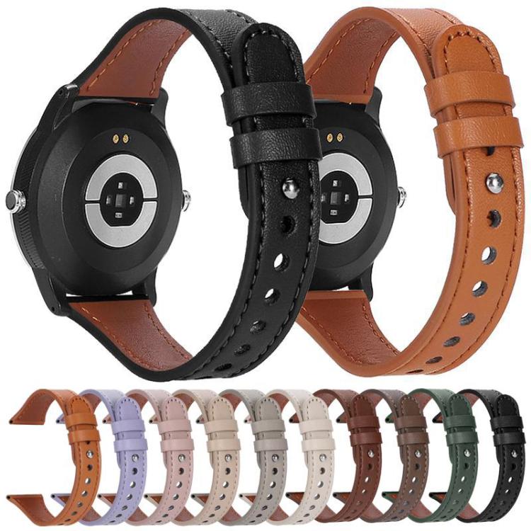 xDfind Double Ring Single Rivet Genuine Leather Watch Band, 20mm, 22mm