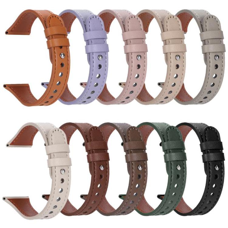 xDfind Double Ring Single Rivet Genuine Leather Watch Band, 20mm, 22mm