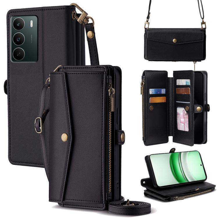 Zipper Wallet Side Buckle Crossbody Lanyard Leather Phone Case, For Realme P4 Power 5G, For Realme Note 80 4G, For Realme C83 5G, For Realme Neo8 5G, For Realme 16 5G Global, For Realme 16 Pro+ 5G, For Realme 16 Pro 5G, For Realme P4x 5G               ...