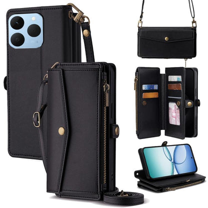 Zipper Wallet Side Buckle Crossbody Lanyard Leather Phone Case, For Realme P4 Power 5G, For Realme Note 80 4G, For Realme C83 5G, For Realme Neo8 5G, For Realme 16 5G Global, For Realme 16 Pro+ 5G, For Realme 16 Pro 5G, For Realme P4x 5G               ...