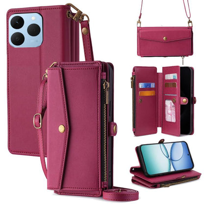 Zipper Wallet Side Buckle Crossbody Lanyard Leather Phone Case, For Realme P4 Power 5G, For Realme Note 80 4G, For Realme C83 5G, For Realme Neo8 5G, For Realme 16 5G Global, For Realme 16 Pro+ 5G, For Realme 16 Pro 5G, For Realme P4x 5G               ...