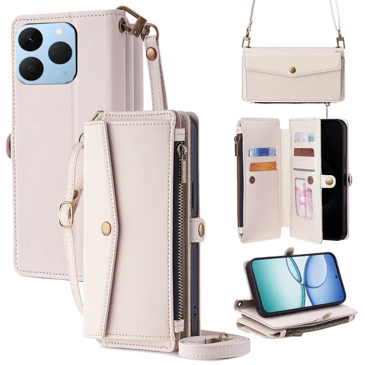 Zipper Wallet Side Buckle Crossbody Lanyard Leather Phone Case, For Realme P4 Power 5G, For Realme Note 80 4G, For Realme C83 5G, For Realme Neo8 5G, For Realme 16 5G Global, For Realme 16 Pro+ 5G, For Realme 16 Pro 5G, For Realme P4x 5G               ...