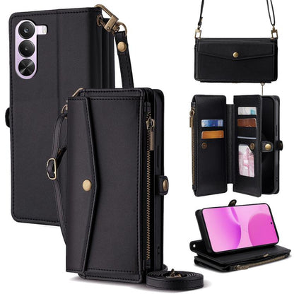 Zipper Wallet Side Buckle Crossbody Lanyard Leather Phone Case, For Realme P4 Power 5G, For Realme Note 80 4G, For Realme C83 5G, For Realme Neo8 5G, For Realme 16 5G Global, For Realme 16 Pro+ 5G, For Realme 16 Pro 5G, For Realme P4x 5G               ...