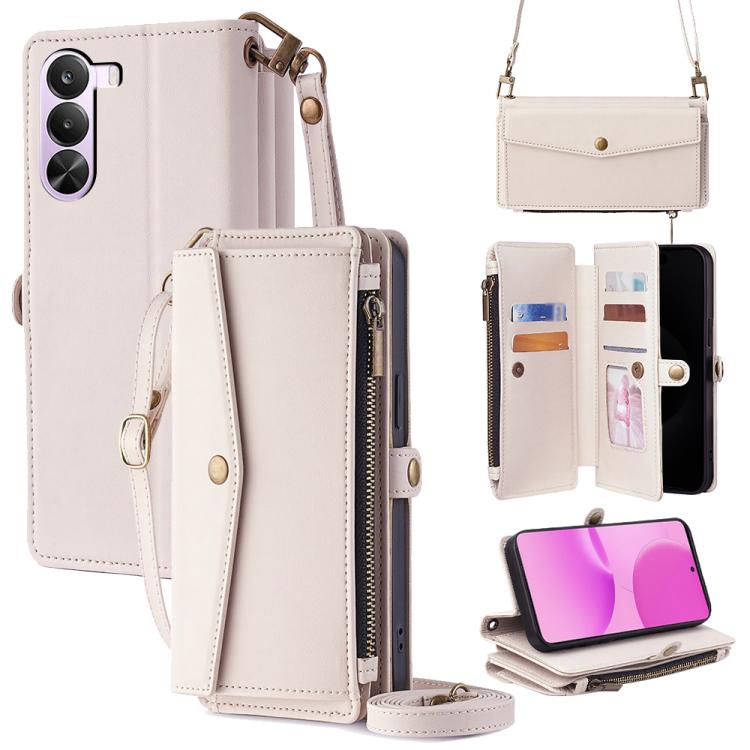 Zipper Wallet Side Buckle Crossbody Lanyard Leather Phone Case, For Realme P4 Power 5G, For Realme Note 80 4G, For Realme C83 5G, For Realme Neo8 5G, For Realme 16 5G Global, For Realme 16 Pro+ 5G, For Realme 16 Pro 5G, For Realme P4x 5G               ...