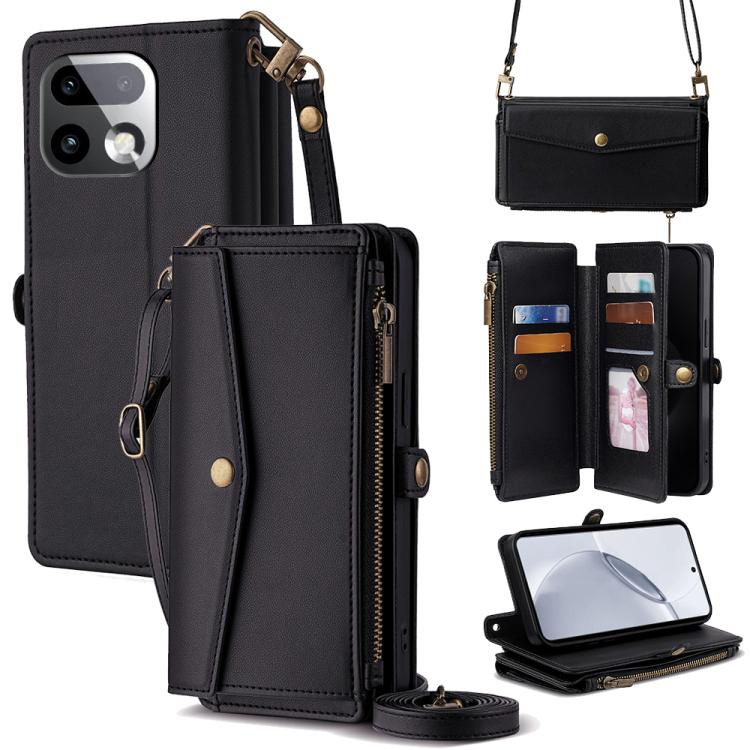 Zipper Wallet Side Buckle Crossbody Lanyard Leather Phone Case, For Realme P4 Power 5G, For Realme Note 80 4G, For Realme C83 5G, For Realme Neo8 5G, For Realme 16 5G Global, For Realme 16 Pro+ 5G, For Realme 16 Pro 5G, For Realme P4x 5G               ...