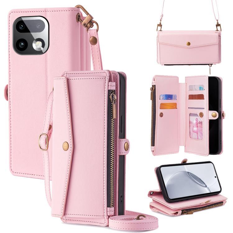 Zipper Wallet Side Buckle Crossbody Lanyard Leather Phone Case, For Realme P4 Power 5G, For Realme Note 80 4G, For Realme C83 5G, For Realme Neo8 5G, For Realme 16 5G Global, For Realme 16 Pro+ 5G, For Realme 16 Pro 5G, For Realme P4x 5G               ...
