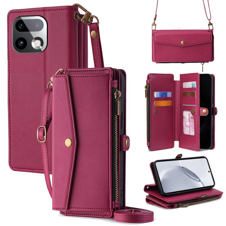 Zipper Wallet Side Buckle Crossbody Lanyard Leather Phone Case, For Realme P4 Power 5G, For Realme Note 80 4G, For Realme C83 5G, For Realme Neo8 5G, For Realme 16 5G Global, For Realme 16 Pro+ 5G, For Realme 16 Pro 5G, For Realme P4x 5G               ...