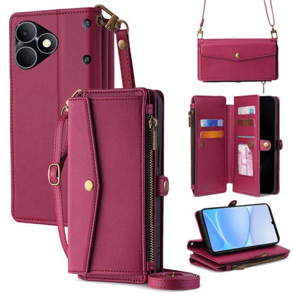 Zipper Wallet Side Buckle Crossbody Lanyard Leather Phone Case, For Realme P4 Power 5G, For Realme Note 80 4G, For Realme C83 5G, For Realme Neo8 5G, For Realme 16 5G Global, For Realme 16 Pro+ 5G, For Realme 16 Pro 5G, For Realme P4x 5G               ...