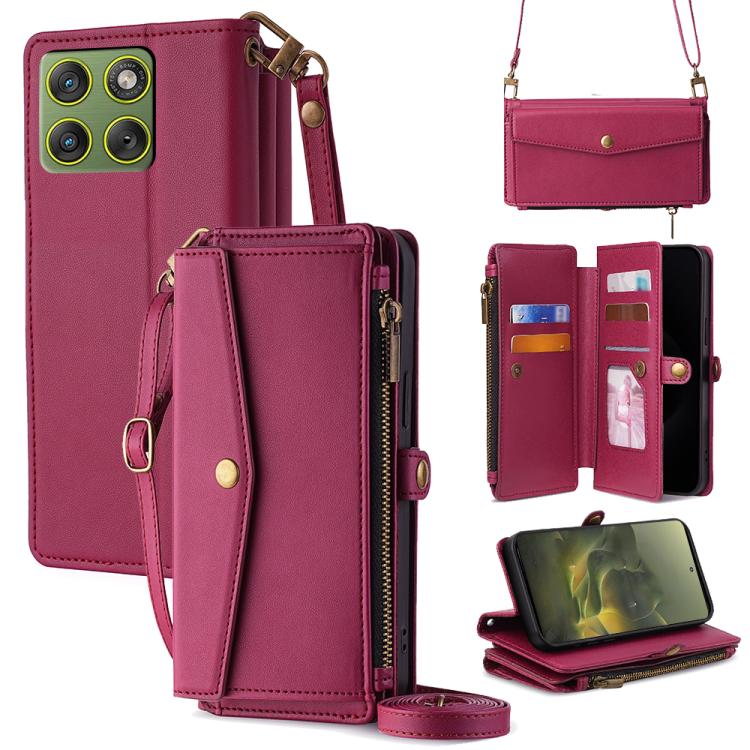 Zipper Wallet Side Buckle Crossbody Lanyard Leather Phone Case, For Motorola Moto G67 Power 5G, For Motorola Edge 70 5G, For Motorola Moto G06 4G, For Motorola Edge 60 Pro 5G