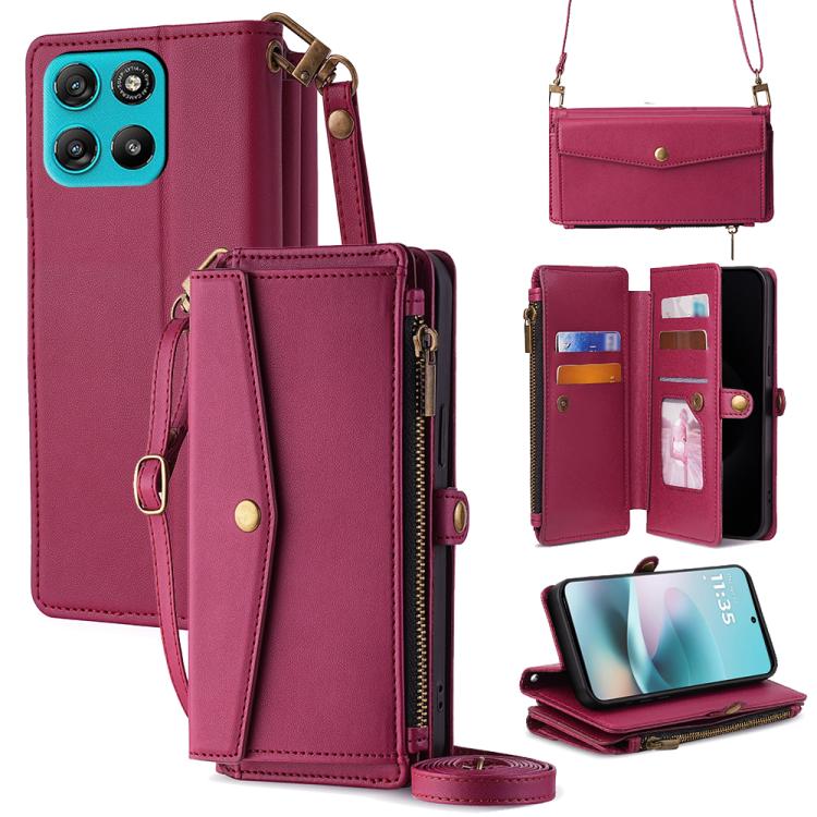 Zipper Wallet Side Buckle Crossbody Lanyard Leather Phone Case, For Motorola Moto X70 Air Pro, For Motorola Moto G77 5G, For Motorola Edge 70 Fusion 5G, For Motorola Moto G67 Power 5G, For Motorola Edge 70 5G, For Motorola Moto G06 4G                  ...