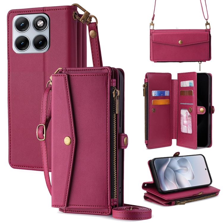 Zipper Wallet Side Buckle Crossbody Lanyard Leather Phone Case, For Motorola Moto X70 Air Pro, For Motorola Moto G77 5G, For Motorola Edge 70 Fusion 5G, For Motorola Moto G67 Power 5G, For Motorola Edge 70 5G, For Motorola Moto G06 4G                  ...