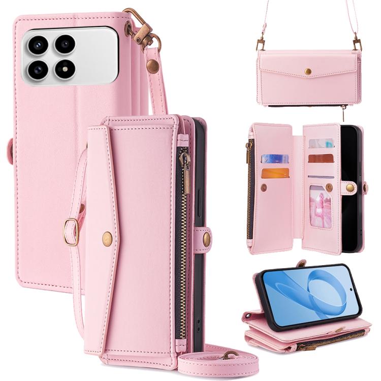 Zipper Wallet Side Buckle Crossbody Lanyard Leather Phone Case, For Redmi A7 Pro 171mm / Poco C85x 5G, For Redmi Turbo 5 Max 5G / Poco X8 Pro Max 5G, For Redmi Turbo 5 5G / Poco X8 Pro 5G, For Redmi K90 Pro Max 5G / Poco F8 Ultra                       ...