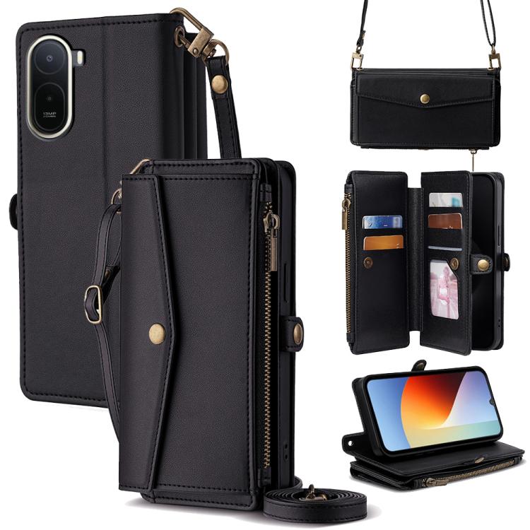 Zipper Wallet Side Buckle Crossbody Lanyard Leather Phone Case, For Redmi A7 Pro 171mm / Poco C85x 5G, For Redmi Turbo 5 Max 5G / Poco X8 Pro Max 5G, For Redmi Turbo 5 5G / Poco X8 Pro 5G, For Redmi K90 Pro Max 5G / Poco F8 Ultra                       ...