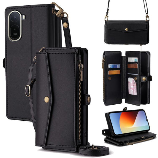Zipper Wallet Side Buckle Crossbody Lanyard Leather Phone Case, For Redmi A7 Pro 171mm / Poco C85x 5G, For Redmi Turbo 5 Max 5G / Poco X8 Pro Max 5G, For Redmi Turbo 5 5G / Poco X8 Pro 5G, For Redmi K90 Pro Max 5G / Poco F8 Ultra                       ...