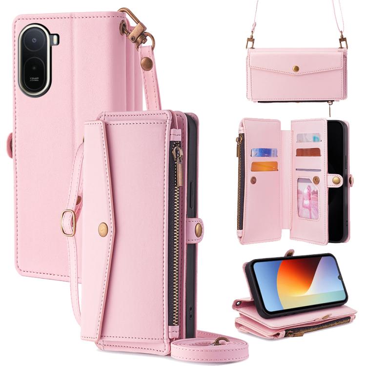 Zipper Wallet Side Buckle Crossbody Lanyard Leather Phone Case, For Redmi A7 Pro 171mm / Poco C85x 5G, For Redmi Turbo 5 Max 5G / Poco X8 Pro Max 5G, For Redmi Turbo 5 5G / Poco X8 Pro 5G, For Redmi K90 Pro Max 5G / Poco F8 Ultra                       ...