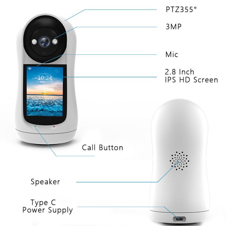 V5 3MP Home HD Full Color Two-Way Video Call Camera Support One-Click Call, EU Plug, US Plug