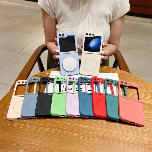 Solid Color Liquid Silicone MagSafe Magnetic Phone Case, For Samsung Galaxy Z Flip7 5G, For Samsung Galaxy Z Flip6 5G, For Samsung Galaxy Z Flip5 5G