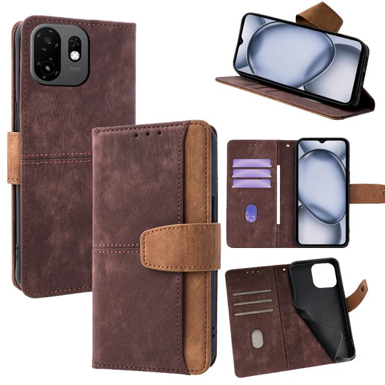 Color Stitching Skin Feel Leather RFID Blocking Phone Case, For Itel City 200 4G, For Itel A100C 4G, For Itel A90 4G