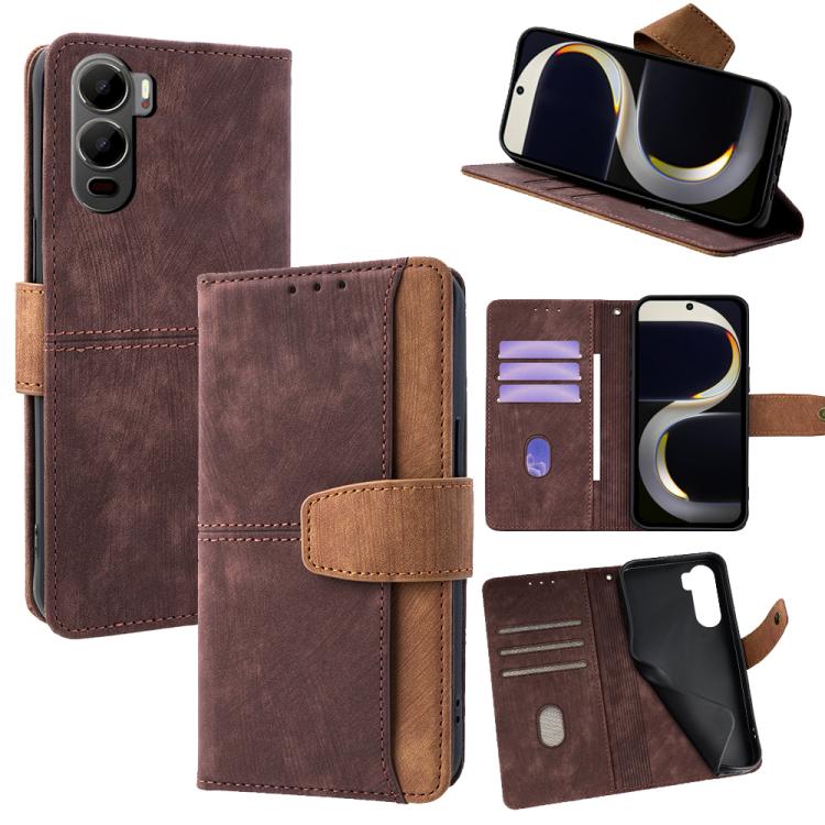 Color Stitching Skin Feel Leather RFID Blocking Phone Case, For Itel City 200 4G, For Itel A100C 4G, For Itel A90 4G