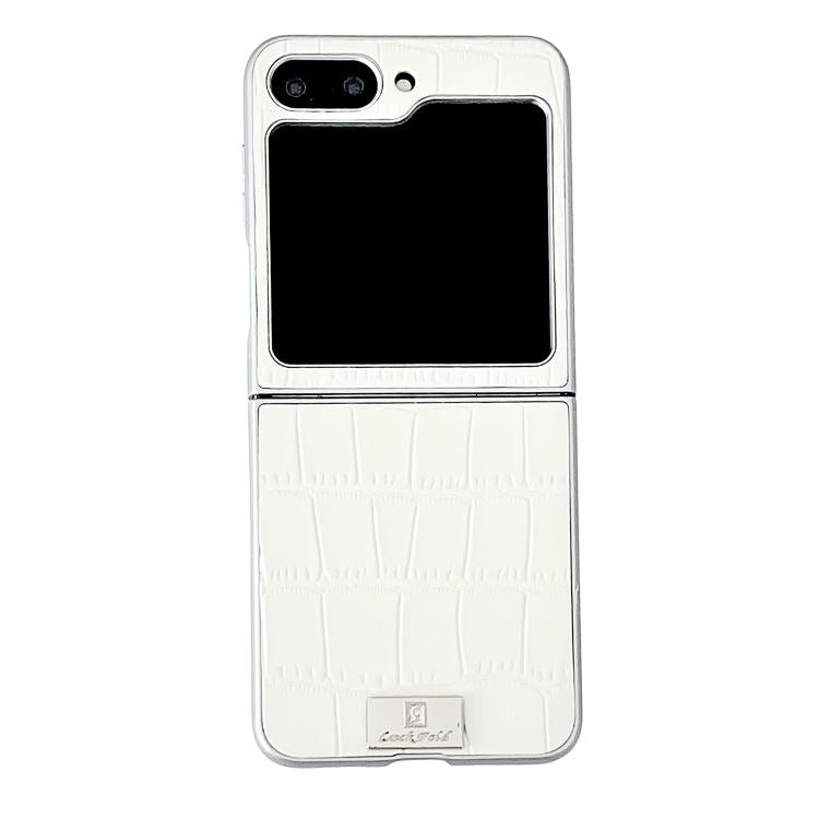 Silver Edge Crocodile Pattern Foldable Phone Case, For Galaxy Z Flip8 5G, For Samsung Galaxy Z Flip7 FE / Flip6, For Samsung Galaxy Z Flip7 5G, For Samsung Galaxy Z Flip5 5G, For Samsung Galaxy Z Flip4 5G