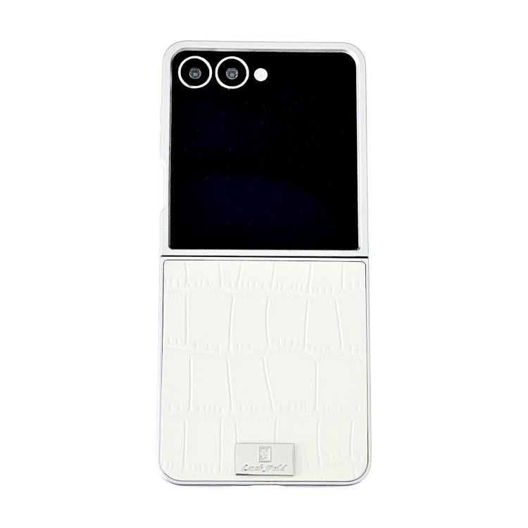 Silver Edge Crocodile Pattern Foldable Phone Case, For Galaxy Z Flip8 5G, For Samsung Galaxy Z Flip7 FE / Flip6, For Samsung Galaxy Z Flip7 5G, For Samsung Galaxy Z Flip5 5G, For Samsung Galaxy Z Flip4 5G