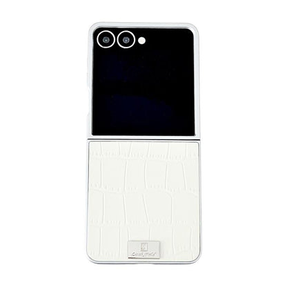Silver Edge Crocodile Pattern Foldable Phone Case, For Galaxy Z Flip8 5G, For Samsung Galaxy Z Flip7 FE / Flip6, For Samsung Galaxy Z Flip7 5G, For Samsung Galaxy Z Flip5 5G, For Samsung Galaxy Z Flip4 5G