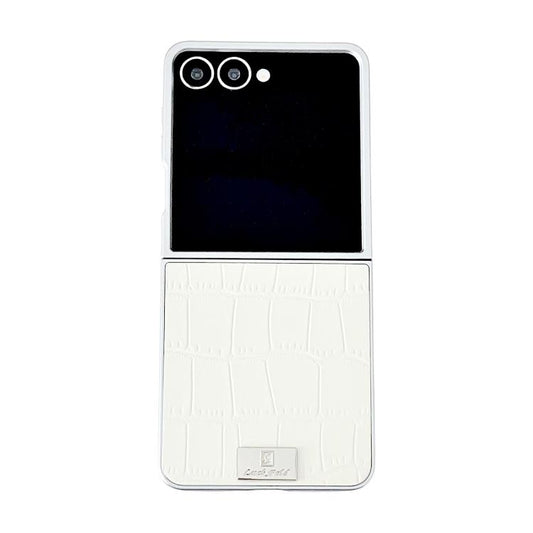 Silver Edge Crocodile Pattern Foldable Phone Case, For Galaxy Z Flip8 5G, For Samsung Galaxy Z Flip7 FE / Flip6, For Samsung Galaxy Z Flip7 5G, For Samsung Galaxy Z Flip5 5G, For Samsung Galaxy Z Flip4 5G