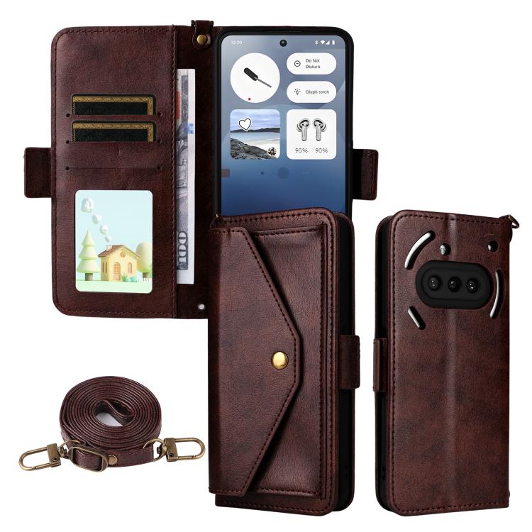 Multi-card Slots Crossbody Cowhide Leather Phone Case, For Nothing Phone 3a Lite, For Nothing Phone 3, For Nothing Phone 3a