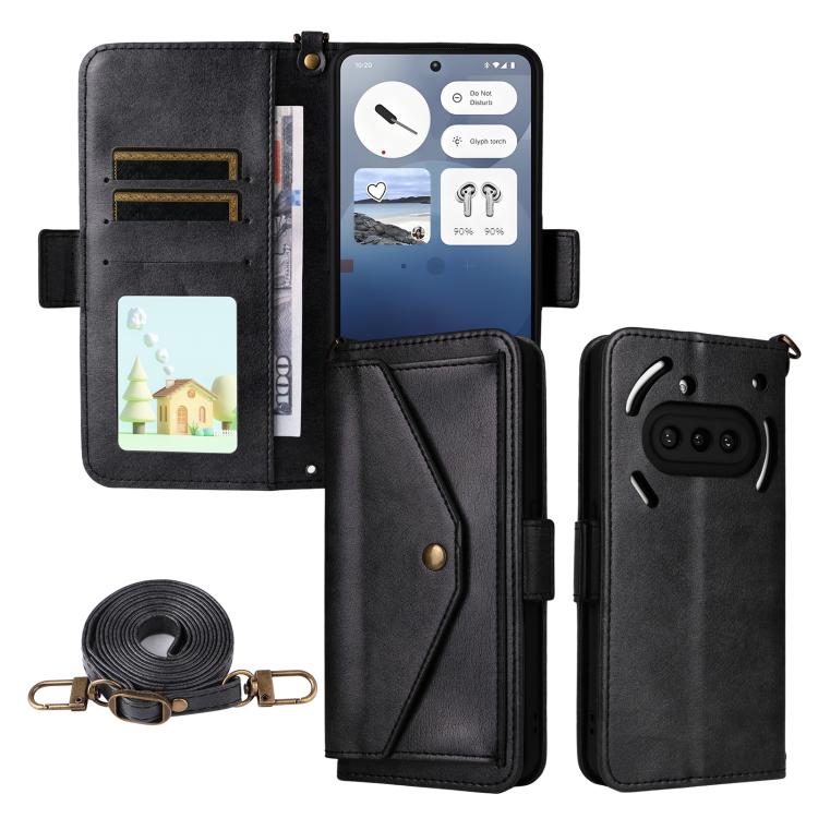Multi-card Slots Crossbody Cowhide Leather Phone Case, For Nothing Phone 3a Lite, For Nothing Phone 3, For Nothing Phone 3a