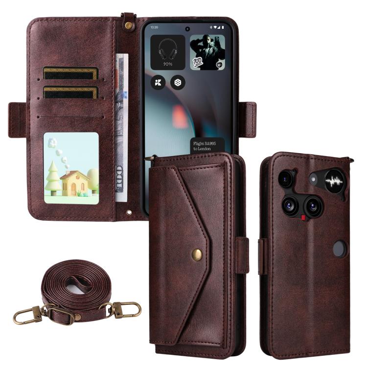 Multi-card Slots Crossbody Cowhide Leather Phone Case, For Nothing Phone 3a Lite, For Nothing Phone 3, For Nothing Phone 3a
